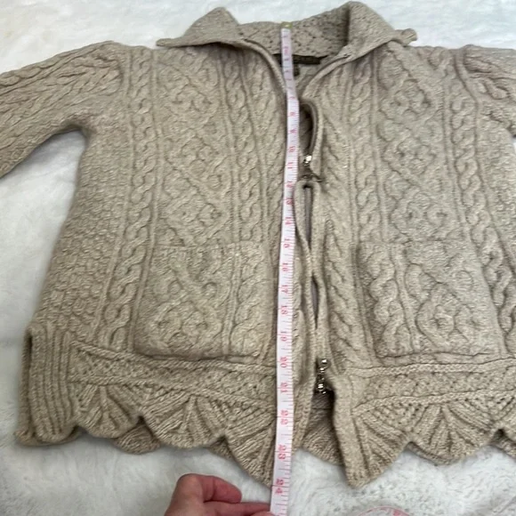 Inis Crafts 100% merino wool zippered cardigan made in Ireland size S - Picture 12 of 16